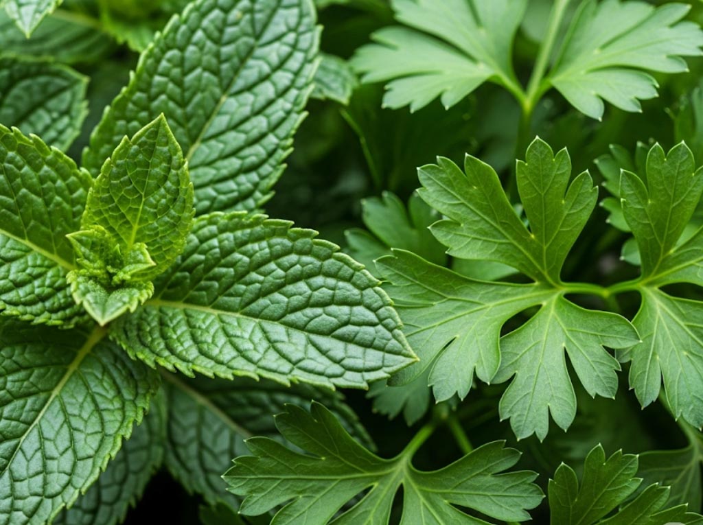 chlorophyll mint and parsley for body odor