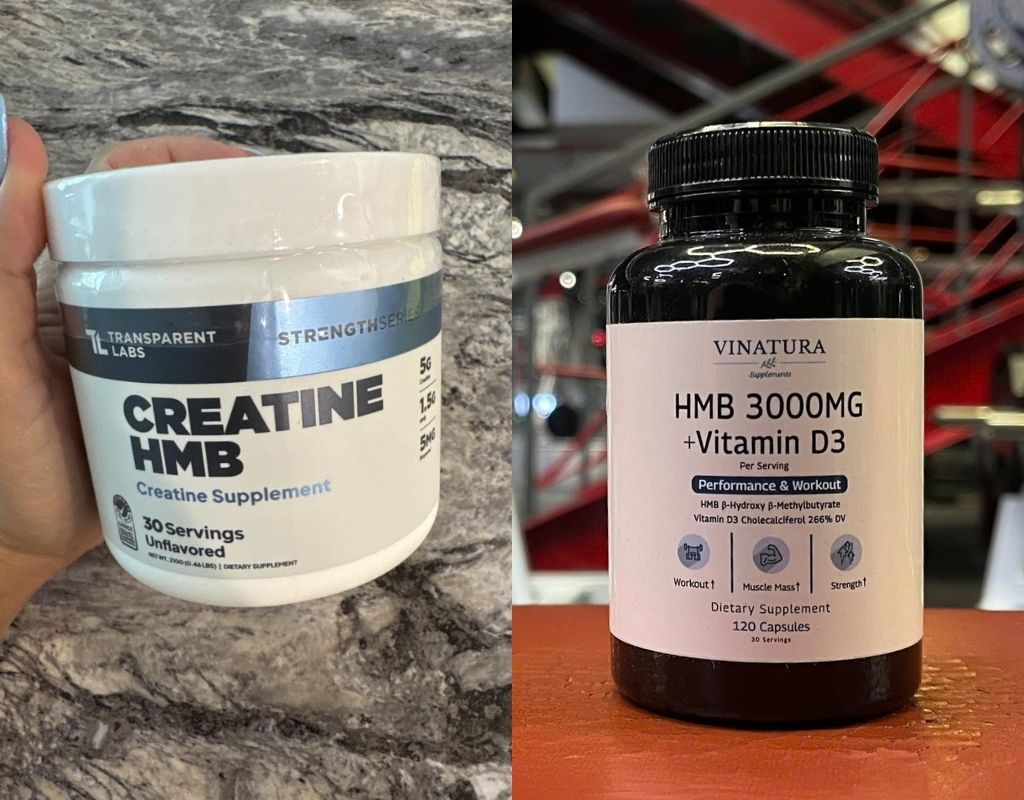 Transparent Labs Creatine HMB tub and Vinatura HMB capsules