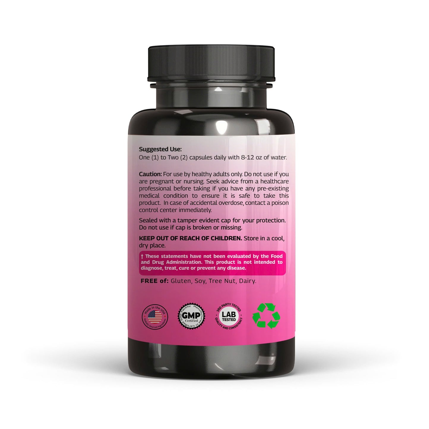 back of Vinatura Spearmint, DIM, Saw Palmetto