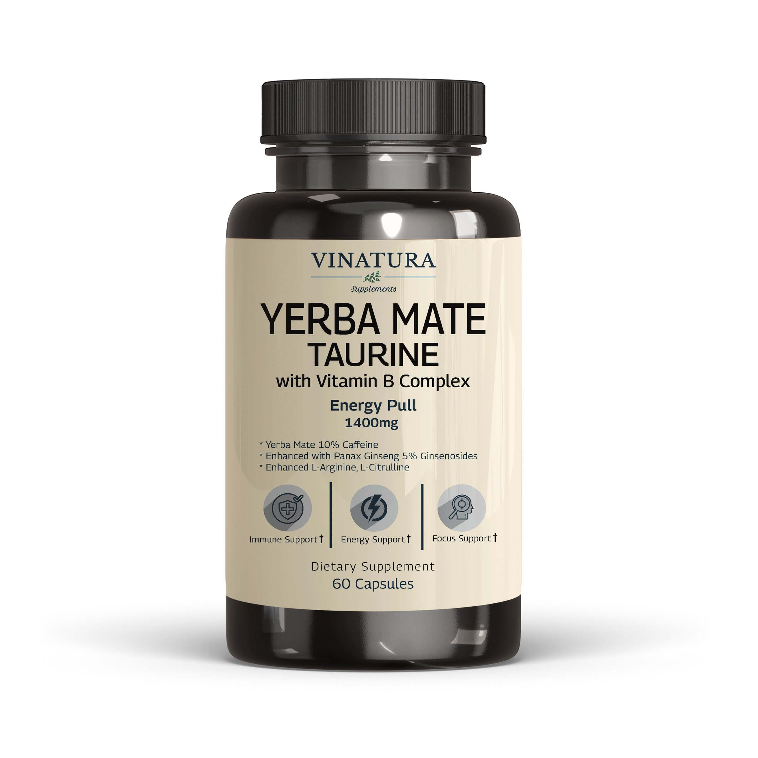 Yerba Mate & Taurine 1400mg + Vitamin B Complex Supplement