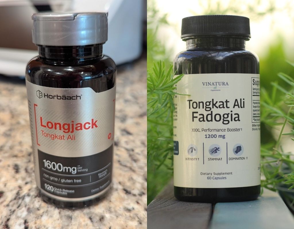 Horbaach Longjack and Vinatura Tongkat Ali bottles side by side.