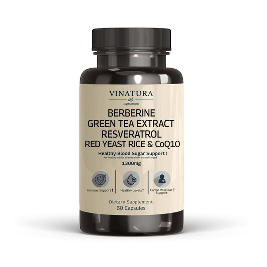 Berberine Green Tea Extract Resveratrol Red Yeast Rice Co-Q10 1300mg