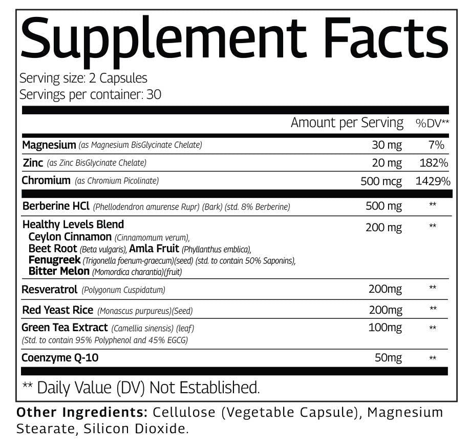 Berberine Green Tea Extract Resveratrol Red Yeast Rice Co-Q10 1300mg