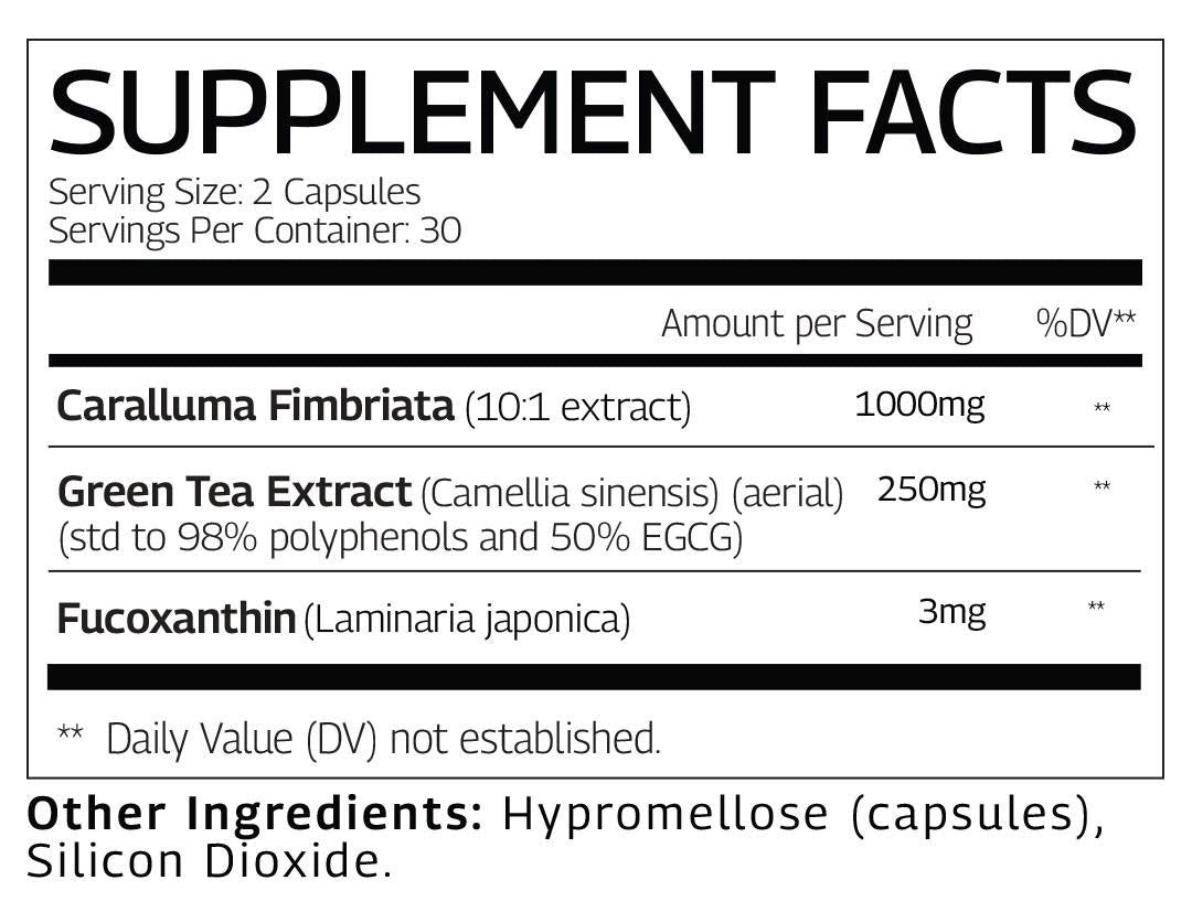 Caralluma Fimbriata Green Tea Extract Fucoxanthin 1250mg