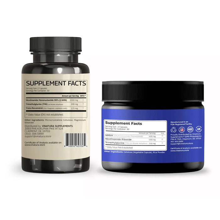 Longevity Boost Bundle - NMN Resveratrol TMG + NMNH, Nicotinamide Riboside & TMG – NAD+ Support