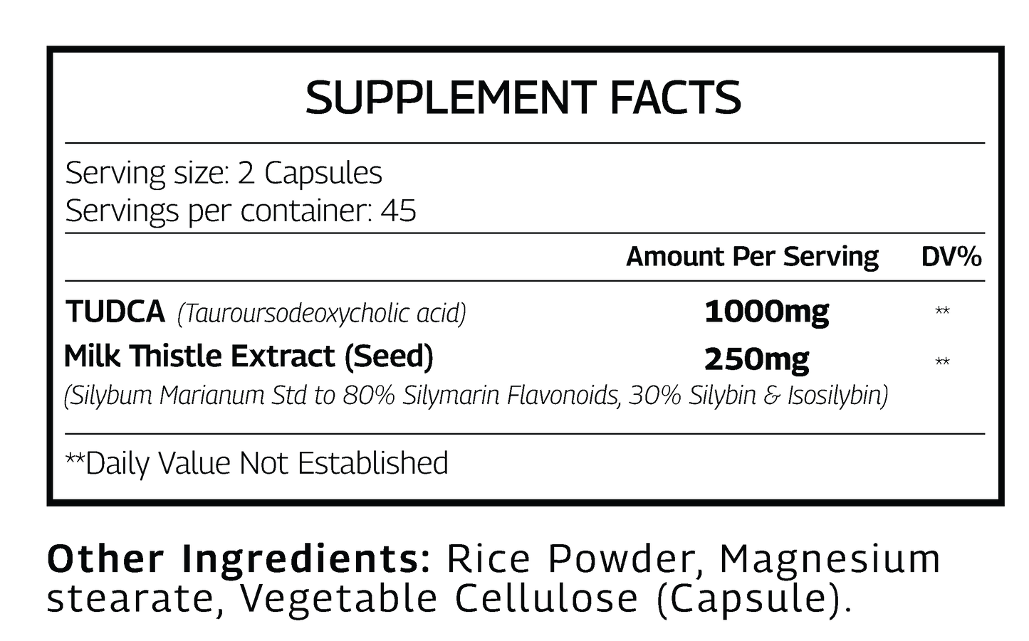 Tudca Milk Thistle supplement facts